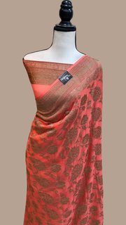 Khaddi Georgette Banarasi Saree -  Antique zari - The Handlooms