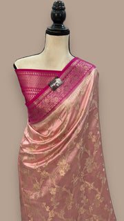 Pink Pure Mango Silk Banarasi Handloom Saree - The Handlooms