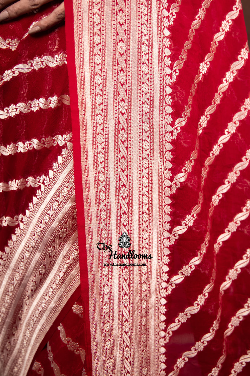Pure Khaddi Georgette Banarasi Saree - water zari - The Handlooms