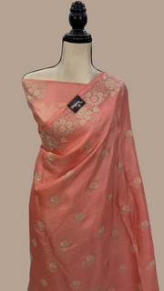 Tussar Silk Handloom Banarasi Saree With Chikankari - The Handlooms