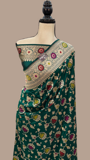 Pure Katan Silk Banarasi Handloom Saree - All over Jaal work with Meenakari - The Handlooms