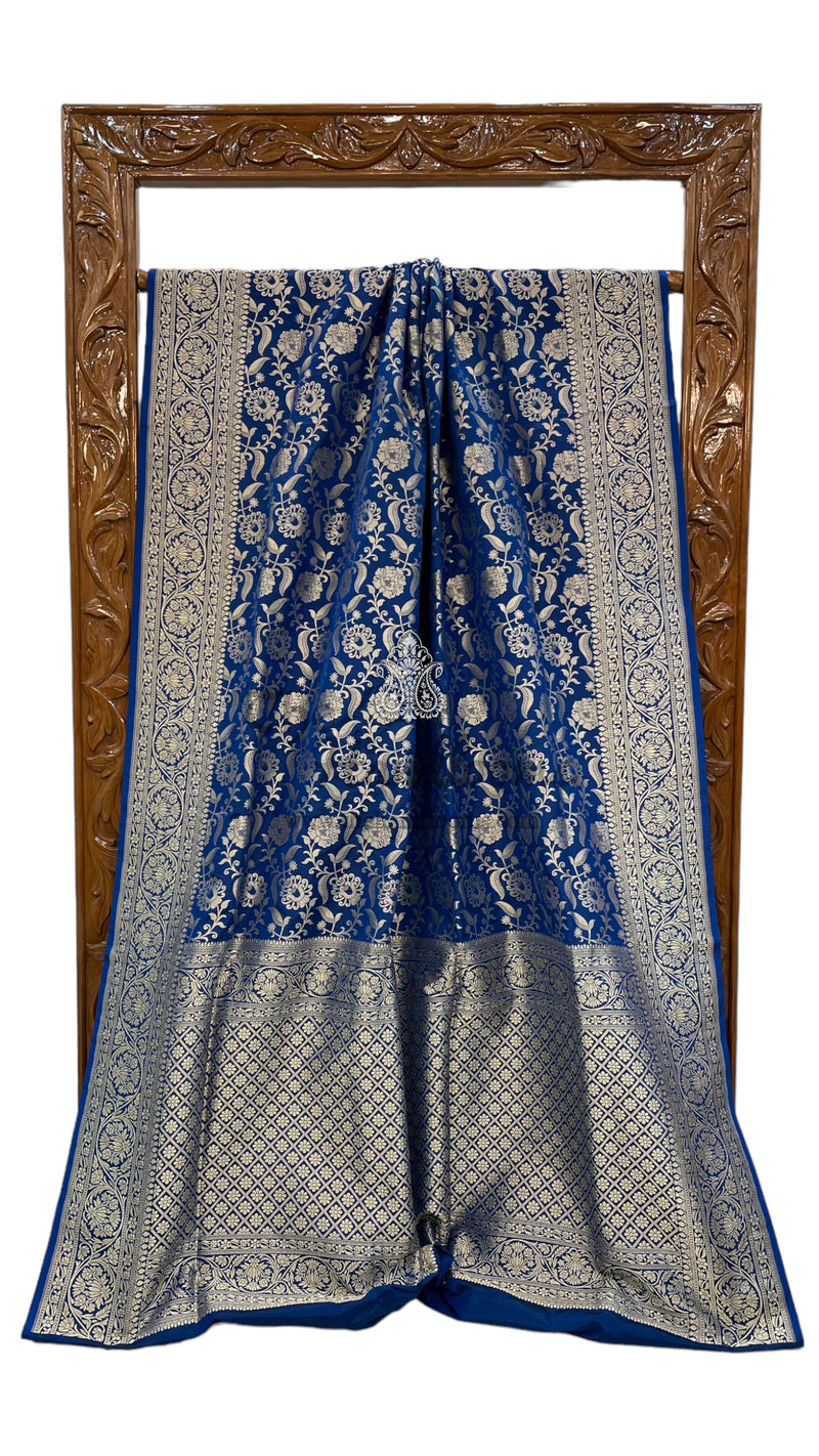 Pure Katan Silk Banarasi Handloom Saree - All Over Jaal Work - The Handlooms