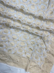 Pure Khaddi Georgette Dupatta - water zari - The Handlooms