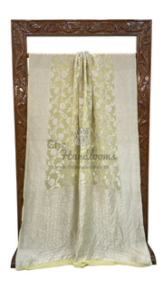 Khaddi Georgette Banarasi Saree with all silver zari jaal work - The Handlooms