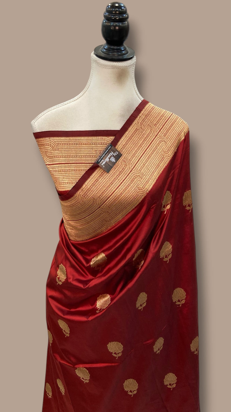 Pure Katan Silk Banarasi Handloom Saree - All Over Kadua Motifs