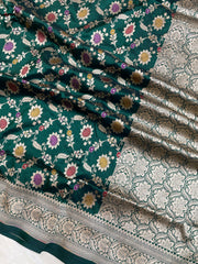 Pure Katan Silk Banarasi Handloom Saree - All over Jaal work with meenakari - The Handlooms