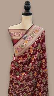 Pure Katan Silk Banarasi Handloom Saree - All over Jaal work with Meenakari - The Handlooms