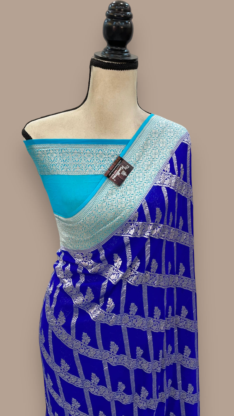 Pure Khaddi Georgette Handloom Banarasi Saree - The Handlooms