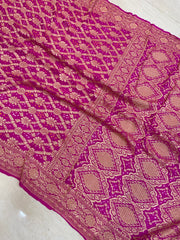 Pure Georgette Banarasi Bandhej Handloom Saree - The Handlooms