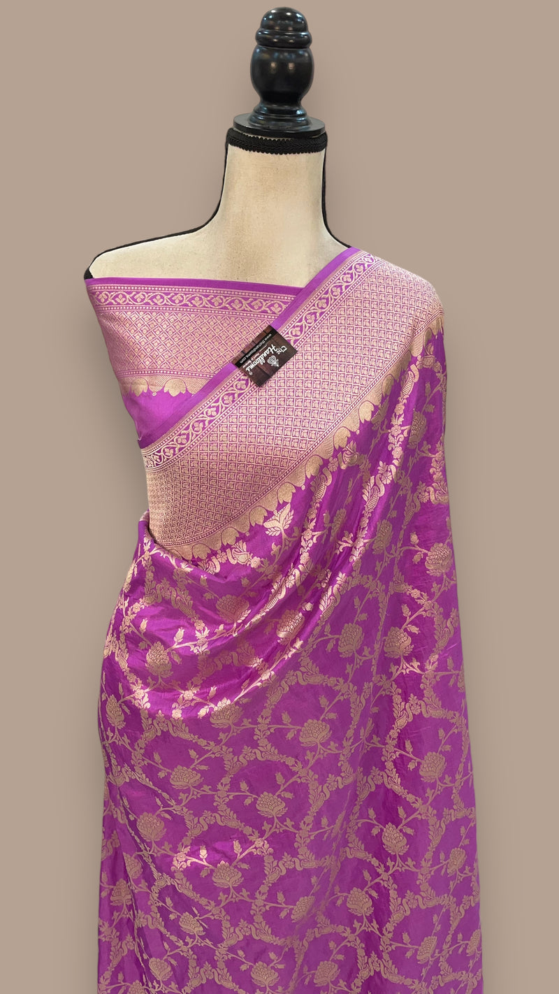 Pure Katan Silk Banarasi Handloom Saree - All Over Jaal Work - The Handlooms