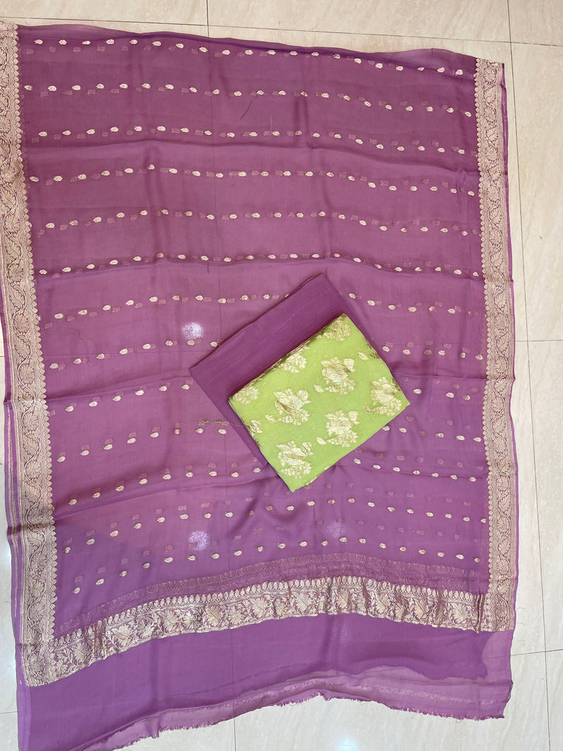 Pure Khaddi Georgette Banarasi Dress material - The Handlooms