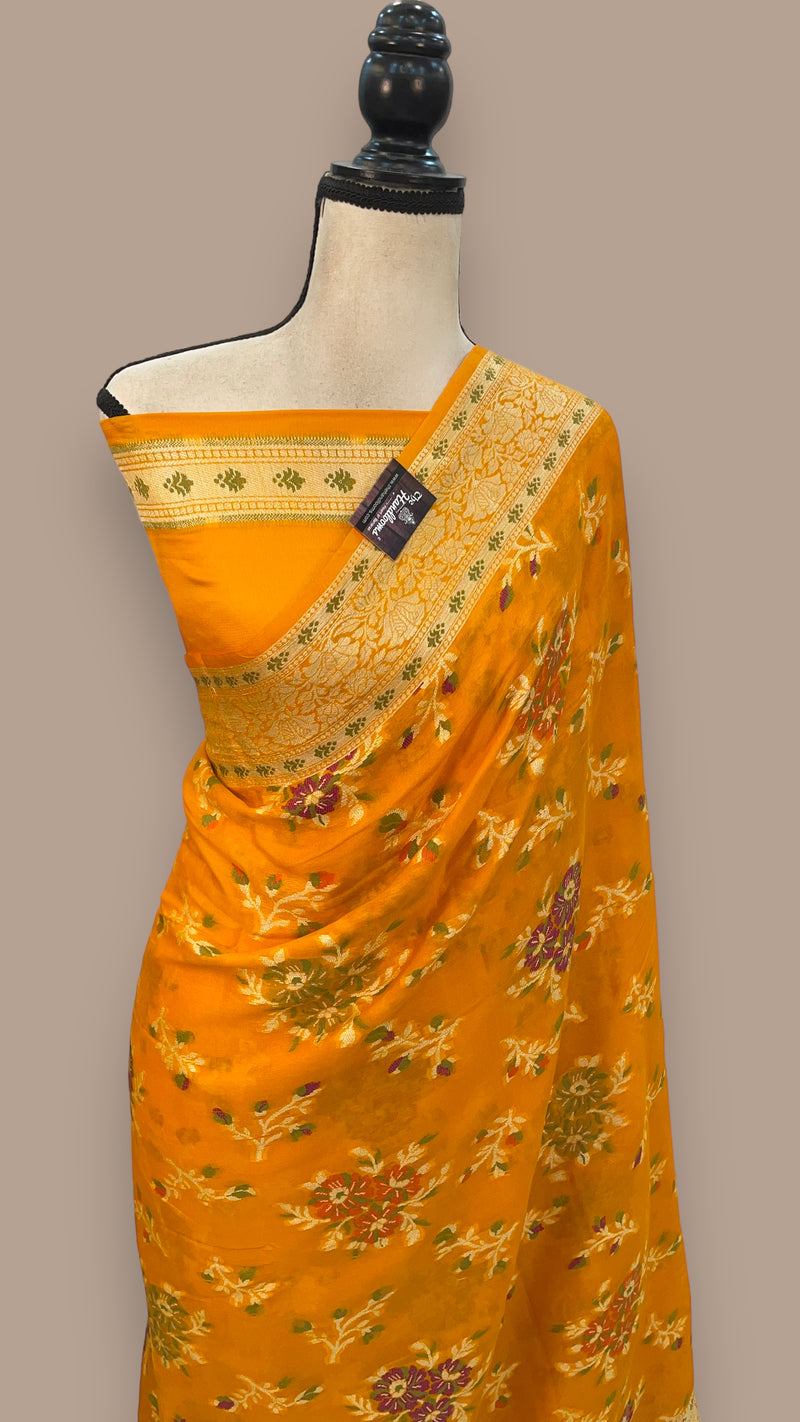 Pure Chiffon Khaddi Banarasi Saree - The Handlooms