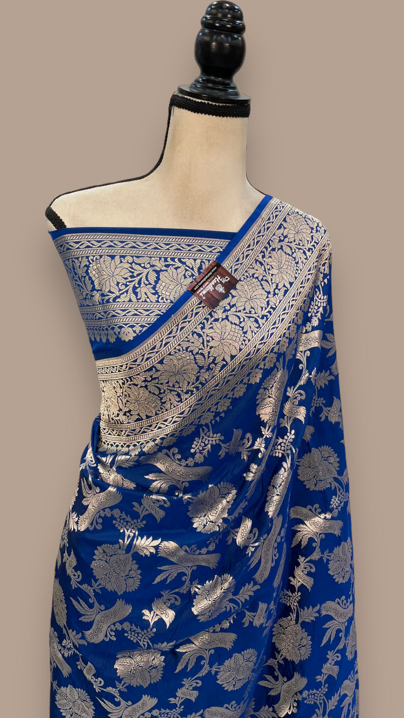 Pure Katan Silk Banarasi Handloom Saree - All Over Jaal Work - The Handlooms