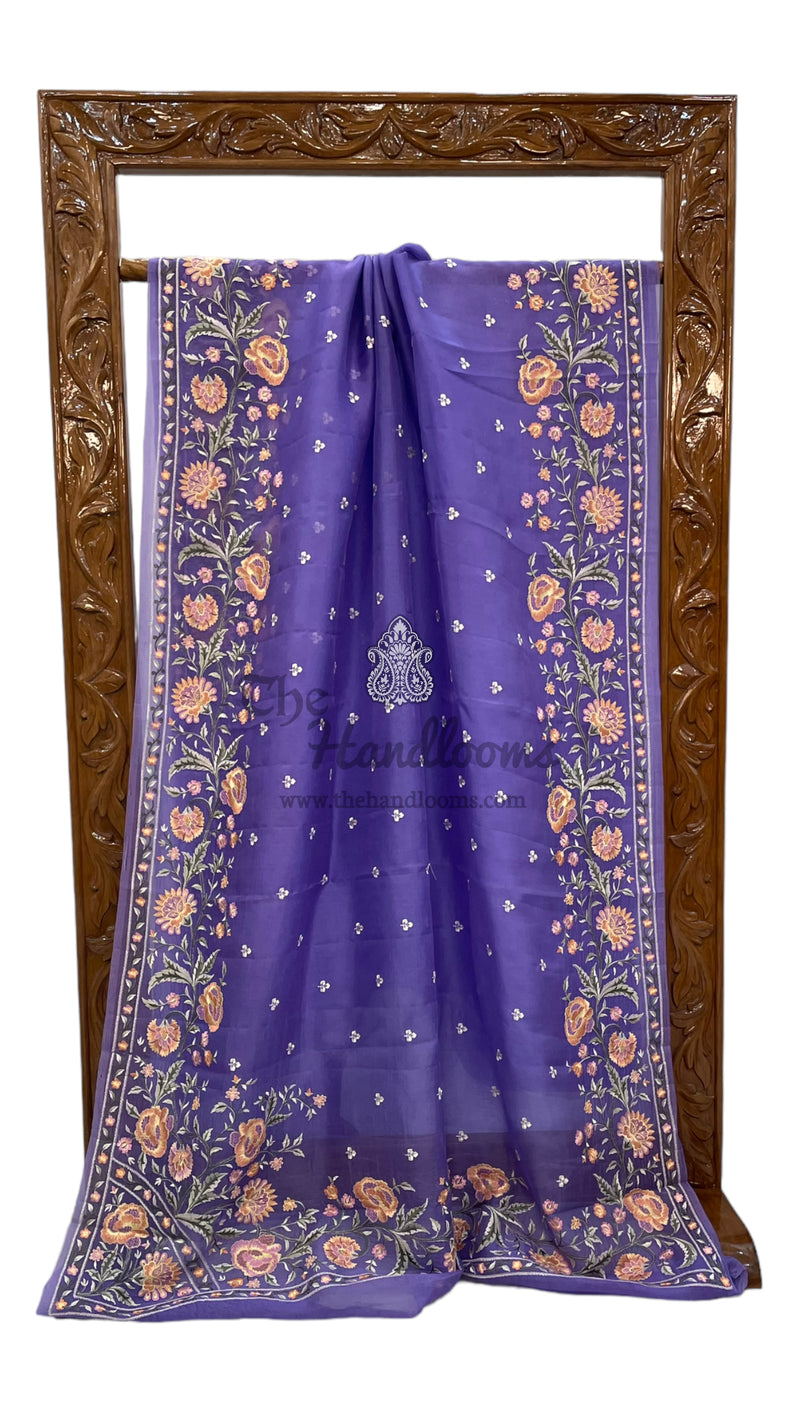 Pure Organza Chikankari Handloom Banarasi Saree - The Handlooms