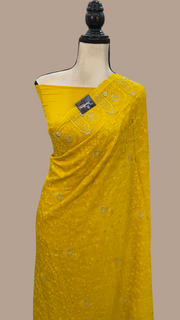 Pure Georgette Chikankari Handloom Banarasi Saree - The Handlooms