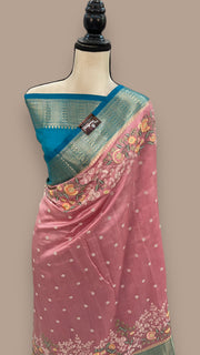 Pure Chiniya Silk Handloom Banarasi Saree with Chikankari - The Handlooms