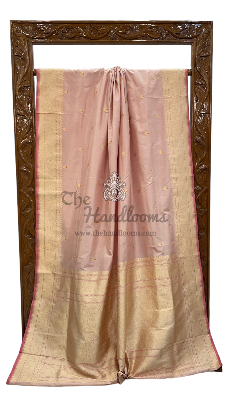 Pure Katan Silk Banarasi Handloom Saree - All over Kadua motifs With Meenakari - The Handlooms