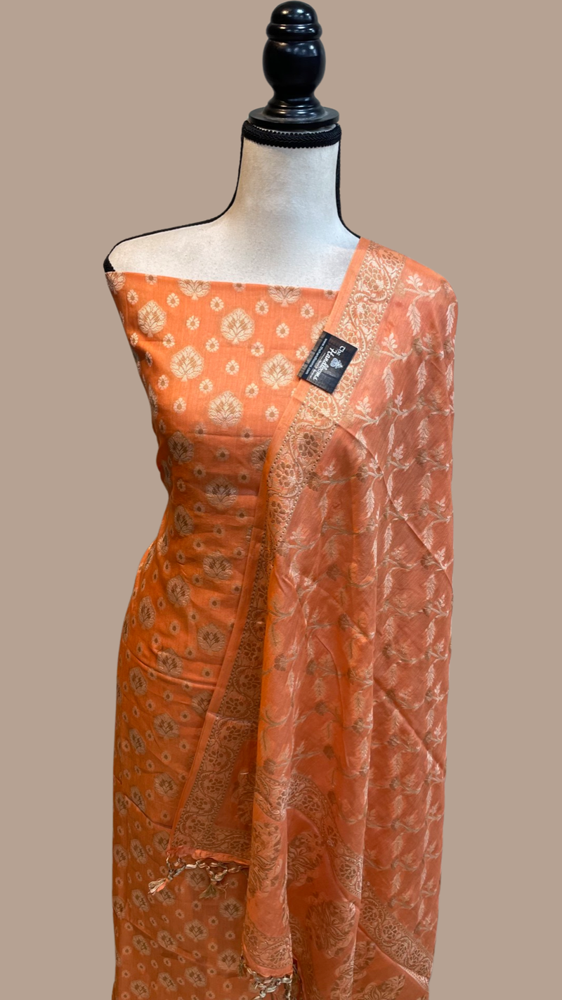 Pure Butter Silk Banarasi Dress material - The Handlooms
