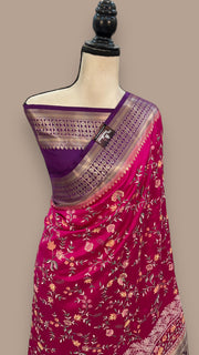 Pure Chiniya Silk Handloom Banarasi Saree with Chikankari - The Handlooms