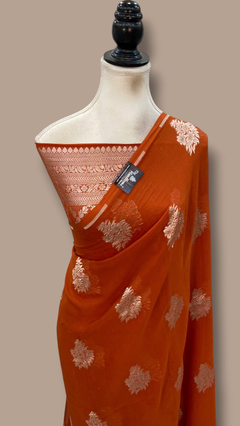 Pure Khaddi Georgette Banarasi Saree -  Water Zari