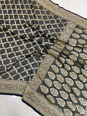Pure Georgette Banarasi Bandhej Handloom Saree - The Handlooms
