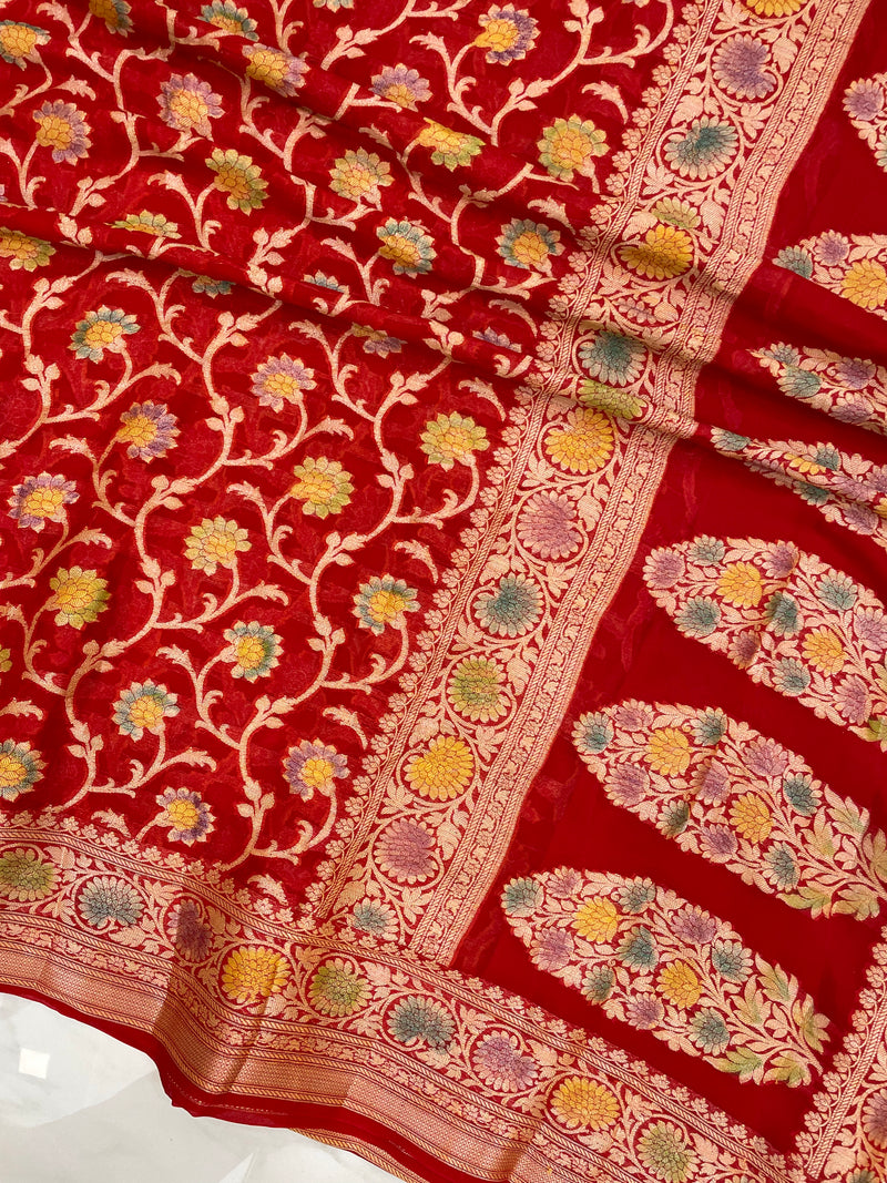 Pure Chiffon Khaddi Banarasi Saree - The Handlooms