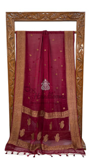 Maroon Pure Georgette Banarasi Saree - Antique Zari - The Handlooms