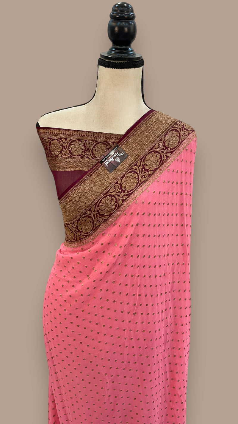 Khadki Georgette Banarasi Saree -  Antique zari - The Handlooms