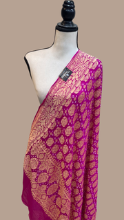 Pure Georgette Banarasi Bandhej Handloom Dupatta - The Handlooms