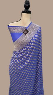 Khaddi Georgette Banarasi Saree - Gold zari - The Handlooms