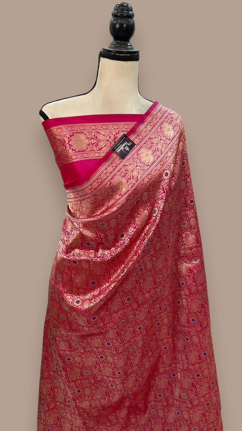 Pure Katan Silk Banarasi Handloom Saree - Tanchui Brocade With Meenakari - The Handlooms