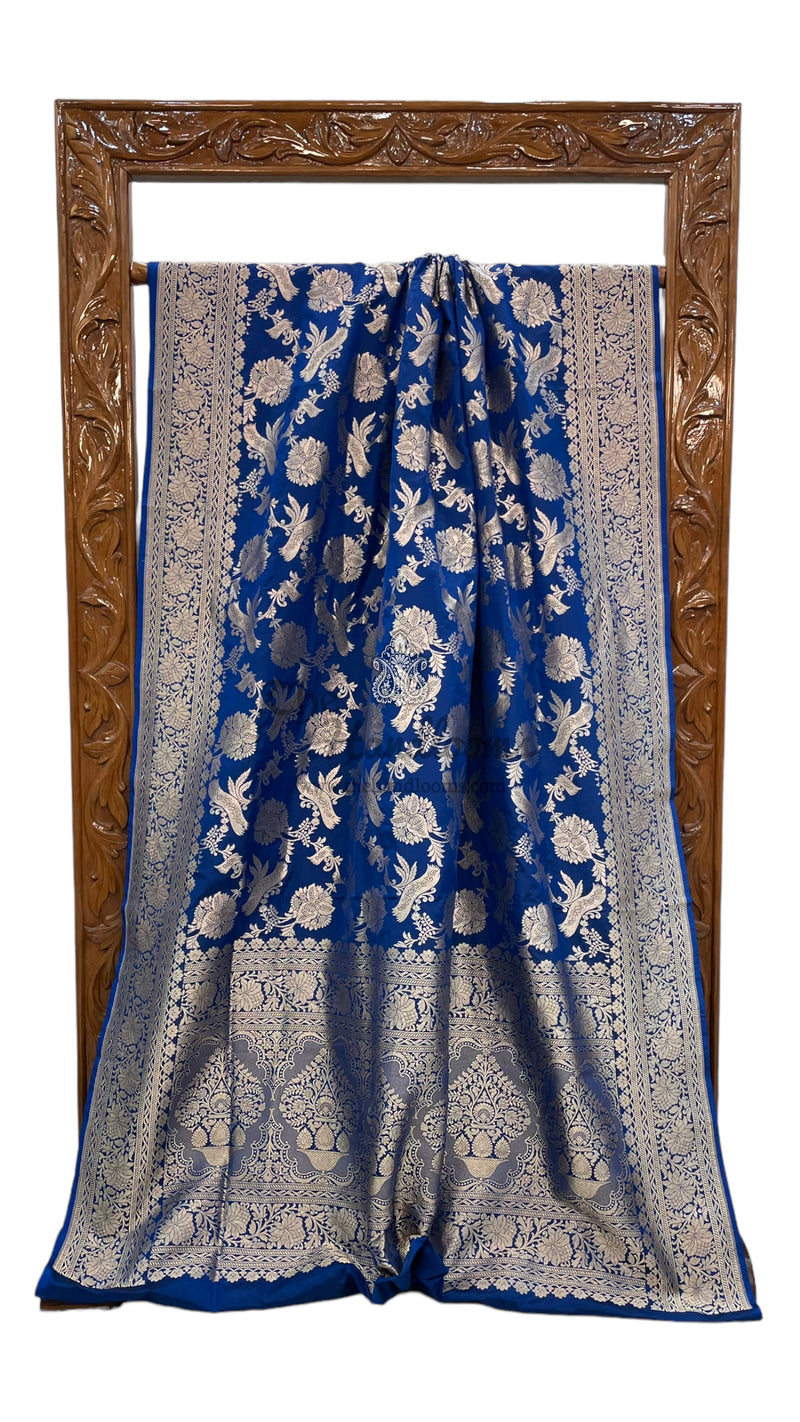 Pure Katan Silk Banarasi Handloom Saree - All Over Jaal Work - The Handlooms