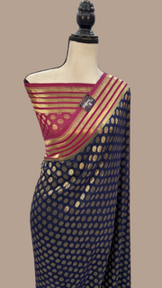 Khaddi Georgette Banarasi Saree - Gold zari - The Handlooms