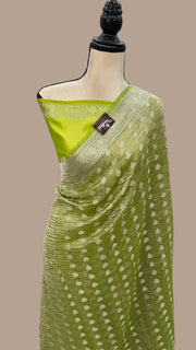 Pure Kora Tissue Crush Handloom Banarasi Saree - The Handlooms