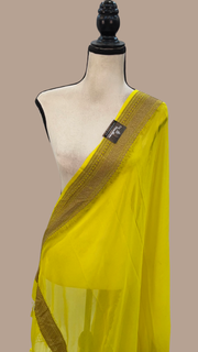 Pure Khaddi Georgette Dupatta - Antique zari - The Handlooms