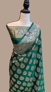 Pure Katan Silk Banarasi Handloom Saree - All Over Jaal Work - The Handlooms