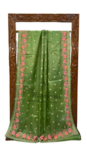 Tussar Silk Handloom Banarasi Saree With Chikankari - The Handlooms