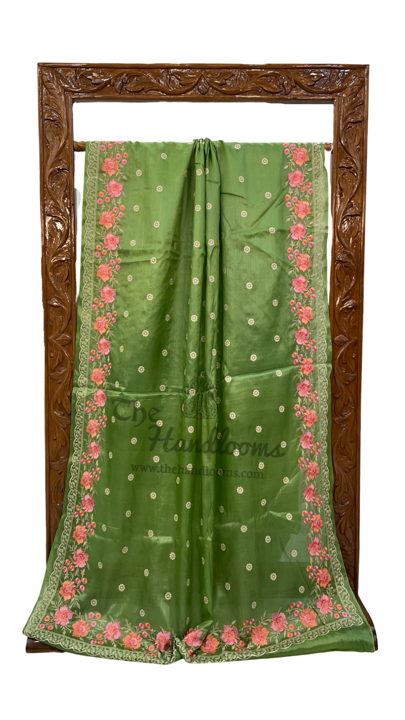 Tussar Silk Handloom Banarasi Saree With Chikankari - The Handlooms