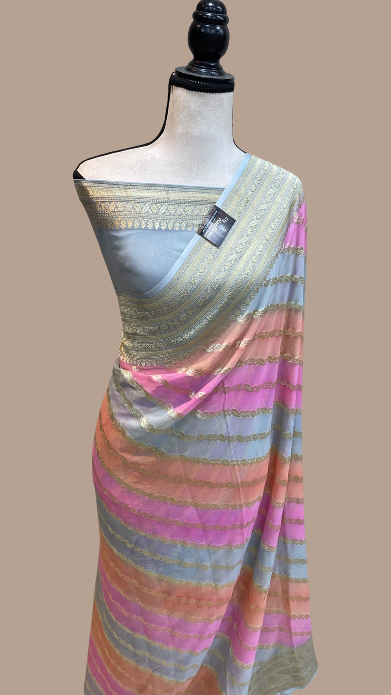 Rangkat Khaddi Georgette Handloom Banarasi Saree - The Handlooms