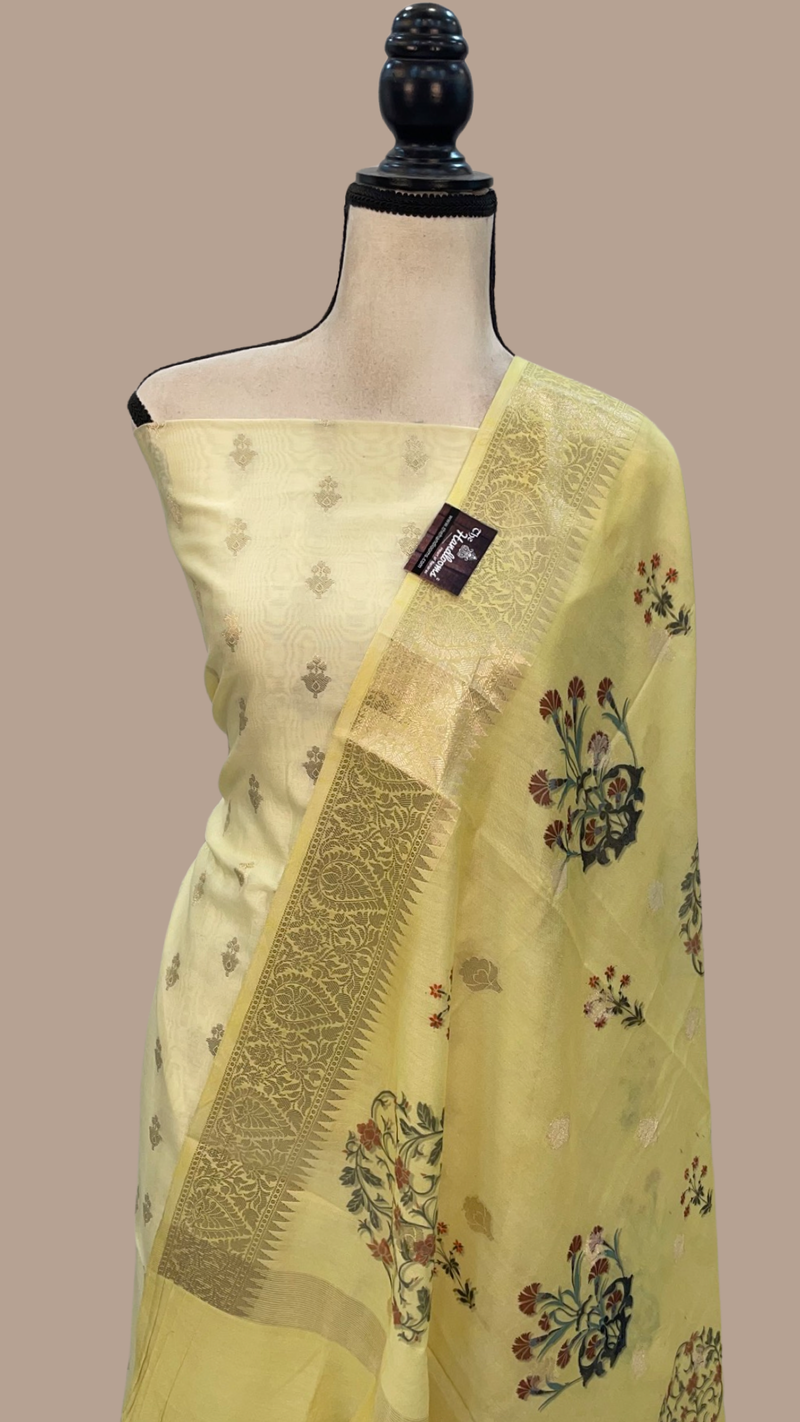 Pure Cotton Banarasi Dress material with digital Print - The Handlooms
