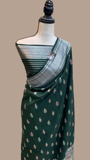 Pure Tussar Georgette Handloom Banarasi Saree - Tilfi - The Handlooms
