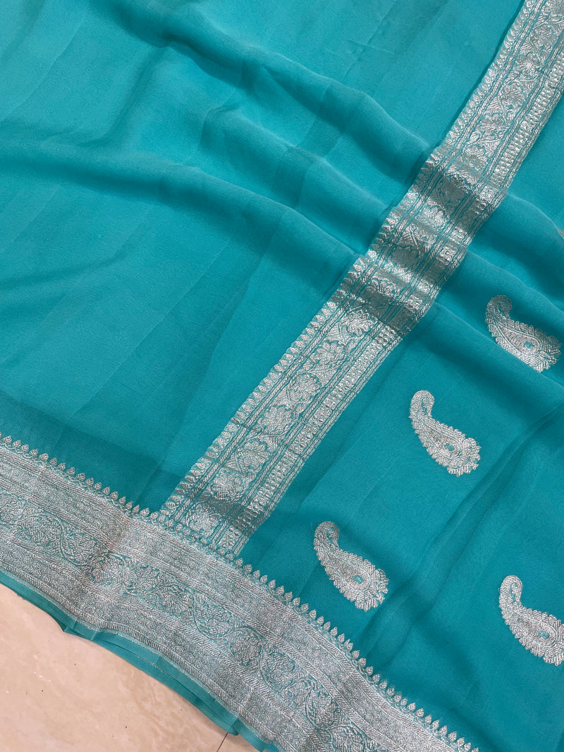 Pure Georgette Banarasi Handloom Saree - The Handlooms