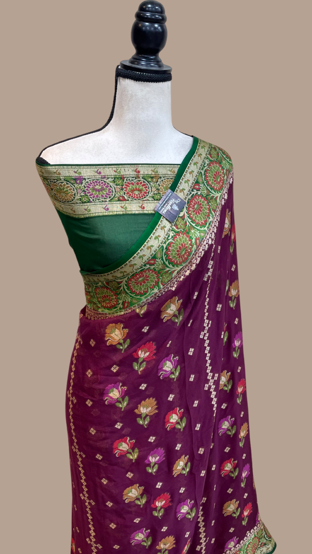 Green Pure Chiffon Khaddi Banarasi Saree