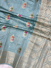 Pure Dupion Silk Banarasi Saree - Gold Zari - The Handlooms