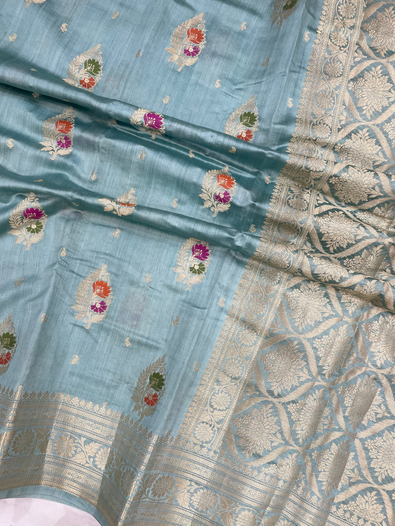 Pure Dupion Silk Banarasi Saree - Gold Zari - The Handlooms