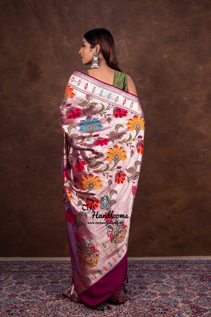 Pure Tussar Georgette Brocade Handloom Banarasi Saree - The Handlooms