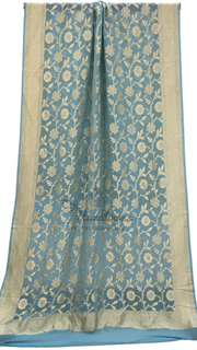 Pure Khaddi Georgette Dupatta - water zari - The Handlooms