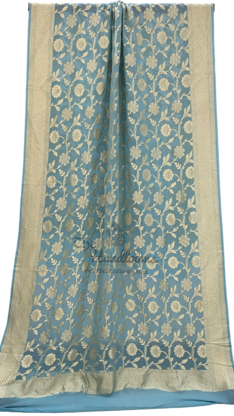 Pure Khaddi Georgette Dupatta - water zari - The Handlooms