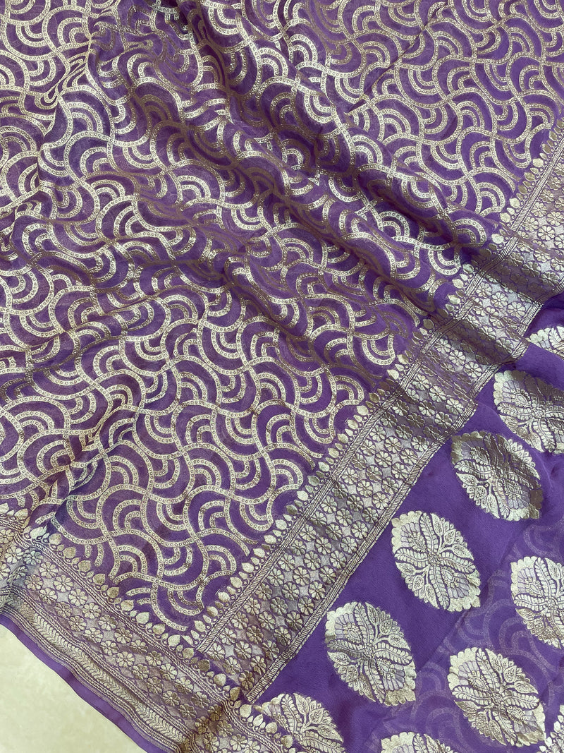 Pure Khaddi Georgette Handloom Banarasi Saree - The Handlooms