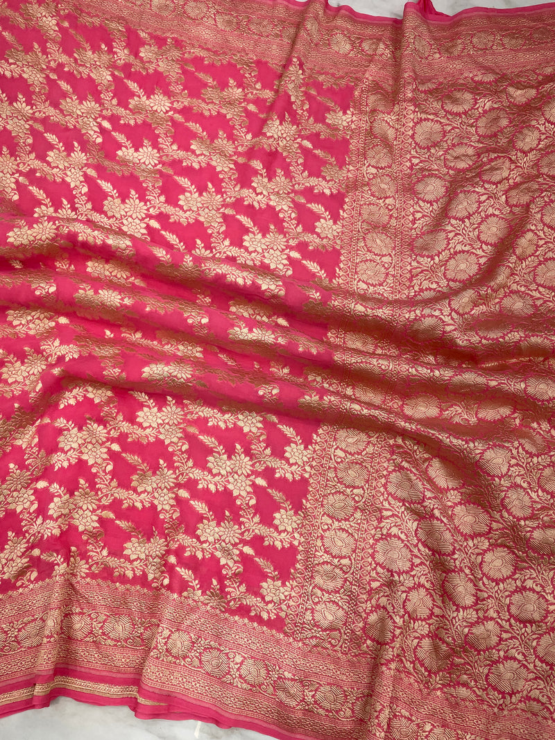 Khaddi Georgette Handloom Banarasi Saree - The Handlooms